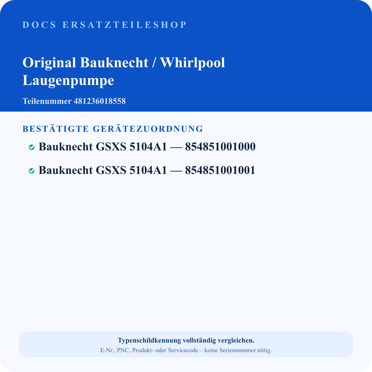 Geprüfter ASWO Gerätebezug für Whirlpool Ersatzteil 481236018558 – 2 Service-Nummern